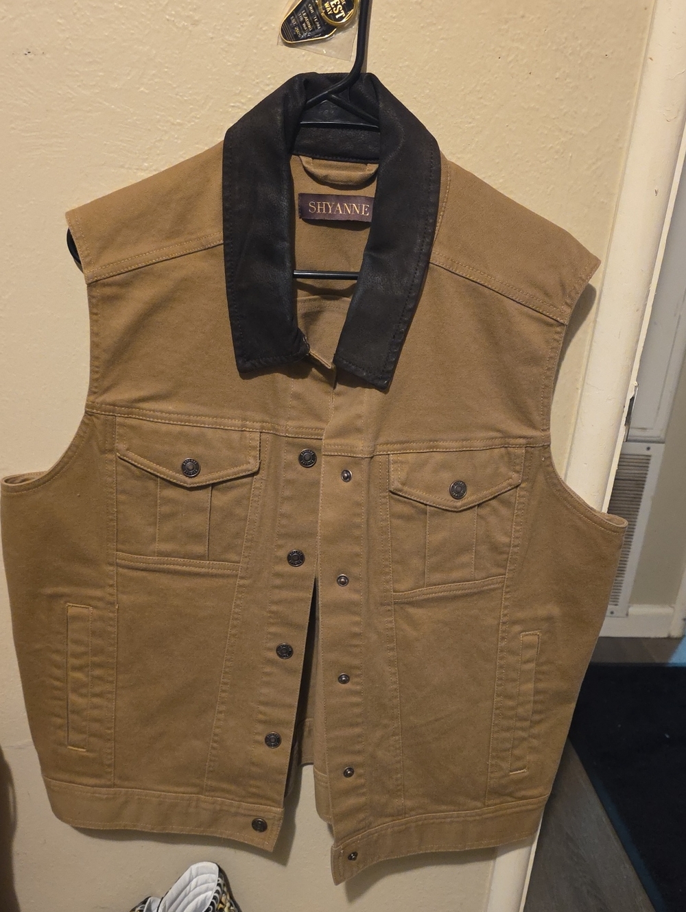 Shyanne Tan Canvas Work Vest with Black Collar